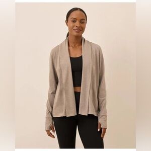 Pact Luxe Essential Swing Cardigan S Taupe Open Front Lightweight
